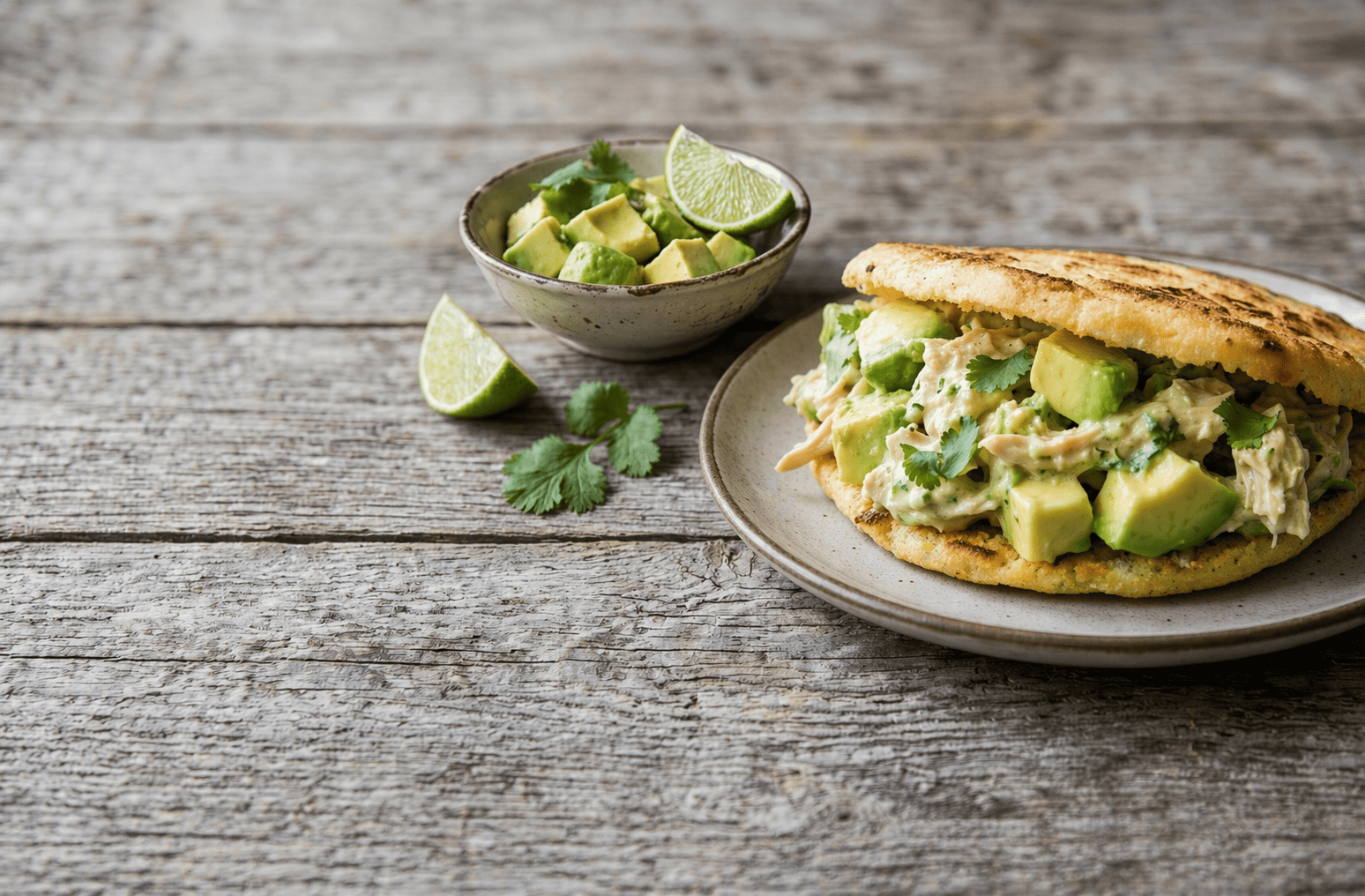 Arepa Reina Pepiada venezolana recién hecha